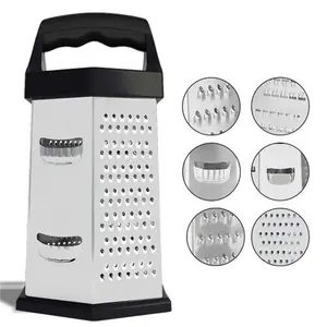 New 9" Stainless Steel Grater Handle Cheese Vegetables Kitchen Utensil 6 Sided