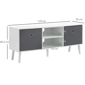 HOMCOM Modern TV Cabinet Stand w/ Shelves & Drawers, Bedroom White & Grey