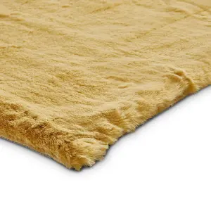 Yellow Plain Shaggy Handmade Luxurious Living Room Bedroom & Dining Room Rug-120cm X 170cm