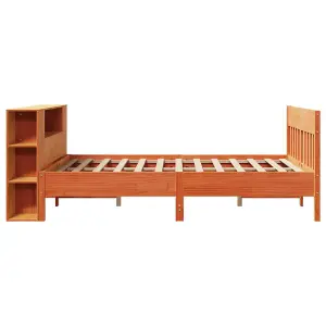 Berkfield Bookcase Bed without Mattress Wax Brown 120x200cm Solid Wood Pine