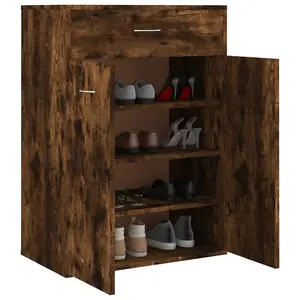 Berkfield Shoe Cabinet Smoked Oak 60x35x84 cm Engineered Wood