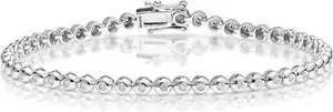 Diamond Tennis Bracelet Rubover Style 0.50Ct 9K White Gold