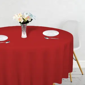 Neel Blue 90 Inch Round Spun Polyester Table Cloth, Water Resistant Linen Table Cover, Red