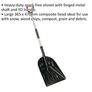 Heavy Duty General Purpose Shovel with Forged Metal Shaft and Composite Head