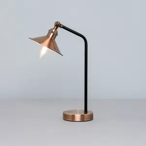 Litecraft Danica 1 Light Antique Copper Industrial Style Table Lamp