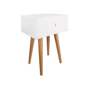 Mattias 1 Drawer Bedside Table Beige/White