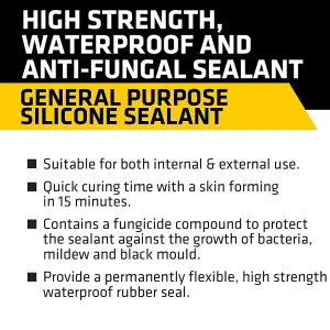 Everbuild General Purpose Silicone Sealant Grey 280ml (Pack Of 3)