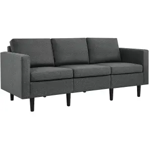 Yaheetech Dark Grey Fabric Upholstered 3-Seater Sofa Couch