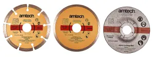 Amtech V0260 3 Piece 115mm (4.5") diamond and cut off blade set