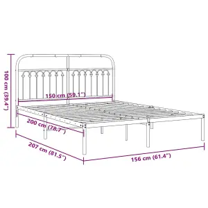 Berkfield Metal Bed Frame without Mattress with Headboard Black 150x200cm