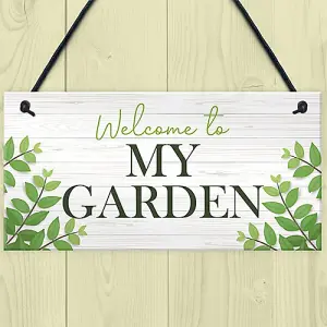 Garden Signs Welcome Plaque Hanging Summerhouse Garden Shed Sign Family Gift