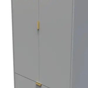 Nashville Ready assembled Contemporary Grey 2 Drawer Tall Double Wardrobe (H)1960mm (W)740mm (D)520mm