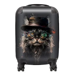 Maine Coon Cat With Glasses Splashart Suitcase - Small