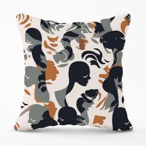 Abstract Grey Brown Silhouette Cushions 45cm x 45cm