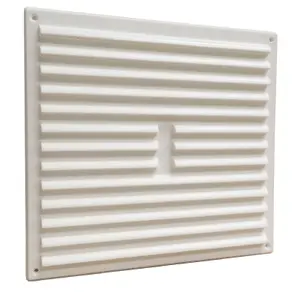 9" x 9" White Plastic Louvre Air Vent Grille with Removable Flyscreen Cover