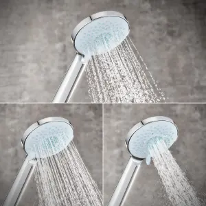 Mira Zest eco Chrome effect 3-spray pattern Shower head, 300mm