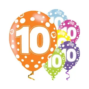 Amscan Latex 10th Birthday Balloon (Pack of 6) Multicoloured (One Size)