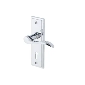 Colours Sennen Polished Chrome effect Aluminium Scroll Lock Door handle (L)105mm (D)86mm, Pair