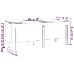 Berkfield Garden Raised Bed White 160x50x57 cm Solid Wood Pine