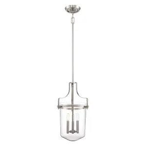 3 Bulb Ceiling Pendant Light Fitting Brushed Nickel LED E14 40W Bulb