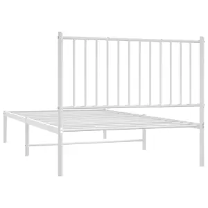 Berkfield Metal Bed Frame with Headboard White 100x190 cm