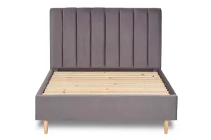 Solara Vertical Paneled Fabric Bed Base Only 6FT Super King- Verlour Titan