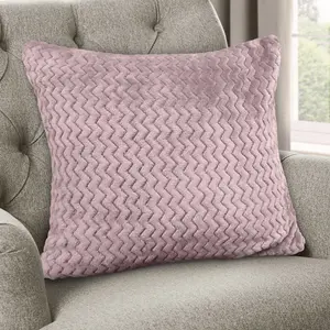 Moneeba Snug Soft Chevron Patterned Mink Moda Plush Cushion Mauve / 43cm x 43cm