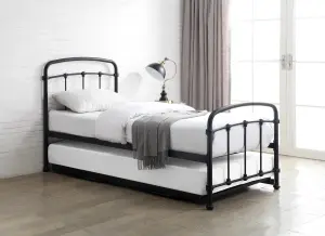 Mostyn Single 3ft Guest Bed Black Metal Bed Frame