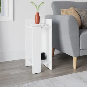 Lochlan Modern Compact Nightstand Bedside Table 25 x 27 x 60cm  Bedroom Furniture White / Right Orientation