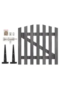 Grey Coated Wooden Garden Gate Freestanding Outdoor Picket Fence Gate W 90cm W 90cm