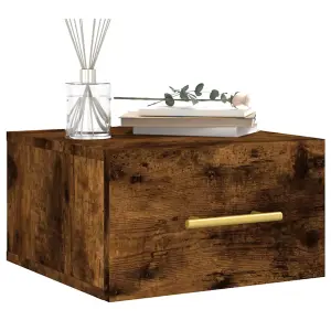 Berkfield Wall-mounted Bedside Cabinet Smoked Oak 35x35x20 cm