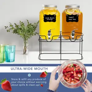 HEFTMAN 2 X 4L Glass Drink Dispenser With Stand