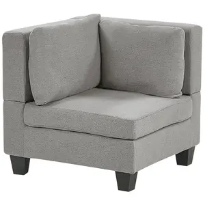 5-Seater Modular Fabric Sofa with Ottoman Light Grey UNSTAD