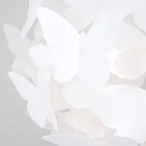 ValueLights Pair Of Modern White Butterfly Girl's Ceiling Pendant Bedroom Lamp Shades