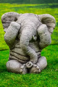 3 Wise Stone Elephants Garden Ornaments