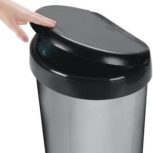 42 Litre Touch Top Waste Bin Silver