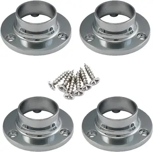 Wardrobe Rail Locking End Socket Suit 19mm Round Chrome Wardrobe Hanging Sockets with Screws Wardrobe Rod Socket x 4