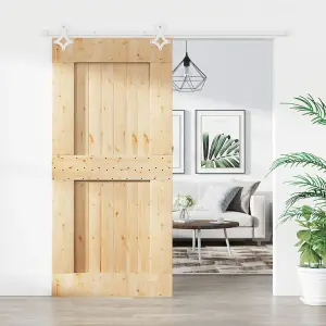 Berkfield Sliding Door with Hardware Set 95x210 cm Solid Wood Pine