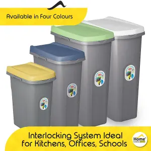 Home Centre Set of Three Plastic Lift Top Lid Waste Bins Kitchen School 40 Litre