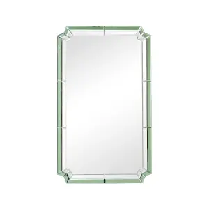 Melody Maison Rectangle Green Glass Art Deco Wall Mirror 60cm x 100cm