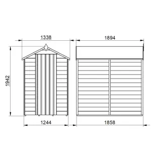 Forest Garden Overlap 6x4 ft Apex Wooden Pressure treated Shed with floor (Base included) - Assembly service included