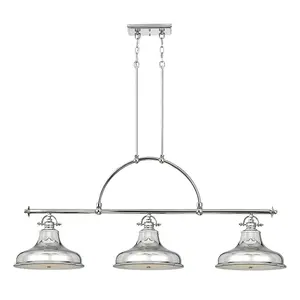 Elstead Emery 3 Light Pendant Bar Chandelier Light Silver, E27