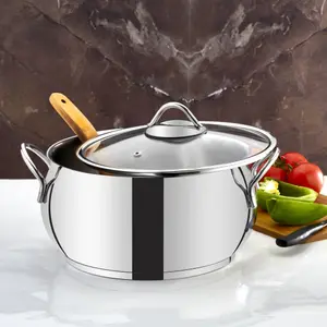 Rozi Sevval Collection Stainless Steel Casserole With Glass Lid - 24 cm Casserole (6.3 Lt)