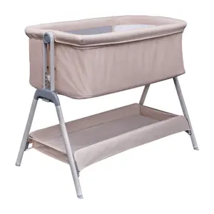 Snoozie Folding Travel Cot with Mattress Beige/Sandy