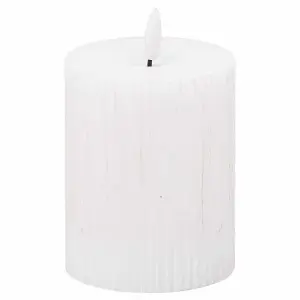 Luxe Collection Natural Glow 3x4 Textured Ribbed LED Candle