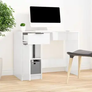 Berkfield Desk High Gloss White 100x50x75 cm Engineered Wood