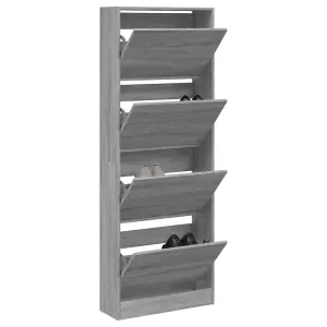 Berkfield Shoe Cabinet Grey Sonoma 60x21x163.5 cm Engineered Wood