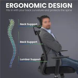 Yaheetech Ergonomic Mesh Office Chair with Headrest - Black