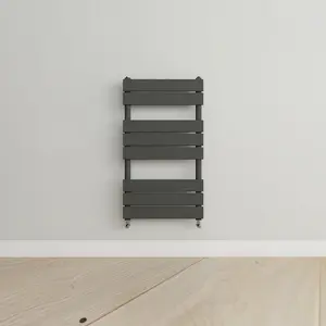 Designer Vertical Anthracite Single Panel Towel Radiator (H) 800mm x (W) 450mm, 1550 BTU.