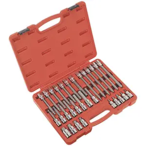 30pc Short & Long Hex Allen Socket Bit Set & Case - 1/2" Square Drive Mechanics